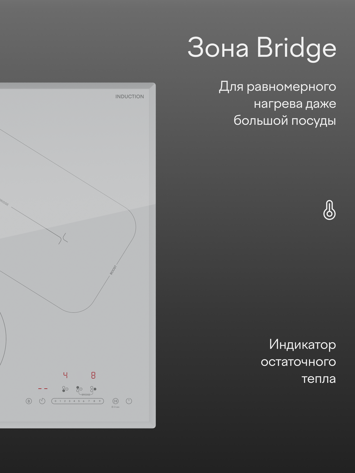 Индукционная варочная панель с инвертором Tuvio HIN46CW21, 45 см, белый, блокировка от детей, защитное автоотключение — фото 5