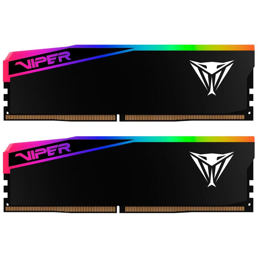 Оперативная память Patriot Viper Elite 5 Ultra RGB, DDR5, 32GB (2x16GB), 6000 MHz, CL28, с радиатором, RGB, чёрный