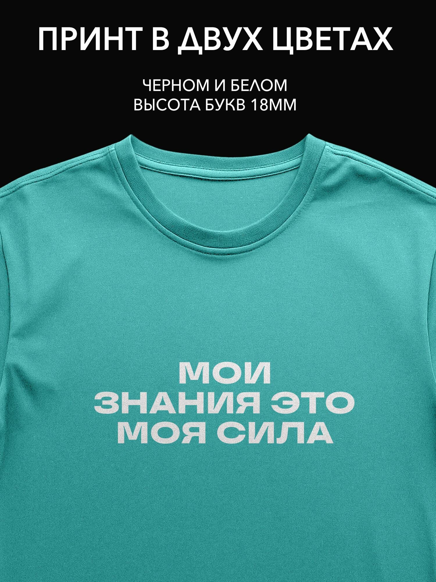 Термопринт "Мои знания - это моя сила" для футболок, худи и сумок - уникальный текстовый принт на одежду для студентов и школьников.