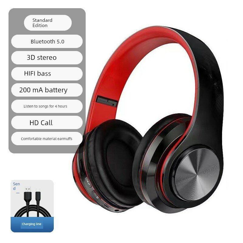 Беспроводные наушники Bluetooth 5.0 красного цвета для женщин в спорте и музыке
