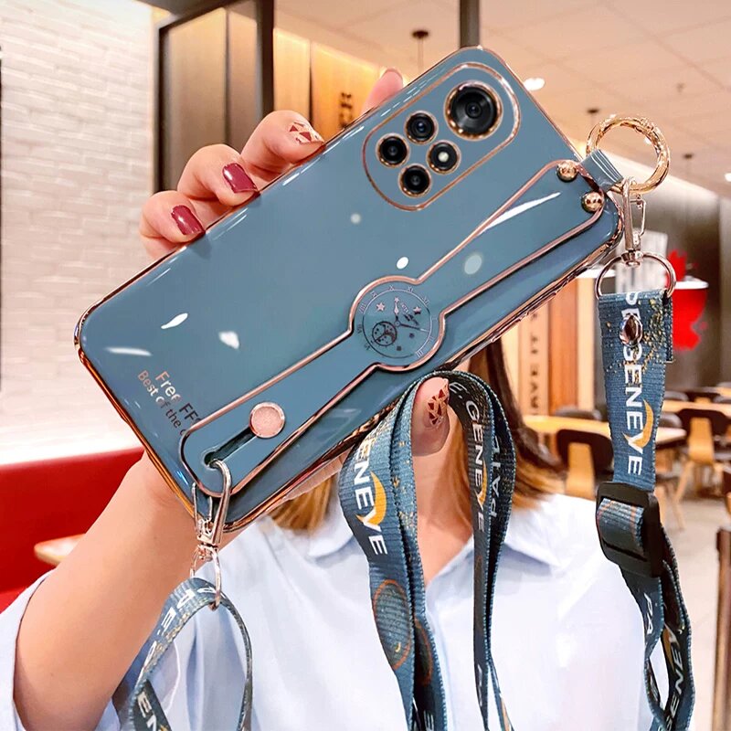 Чехол из силикона для Huawei nova8 Pro в сером цвете бабушки с полной защитой и браслетом