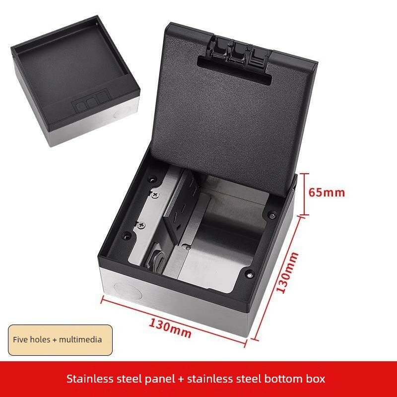 Черный recessed floor box 5-port HDMI flush ultra-thin stainless steel floor outlet 65mm water purifier
