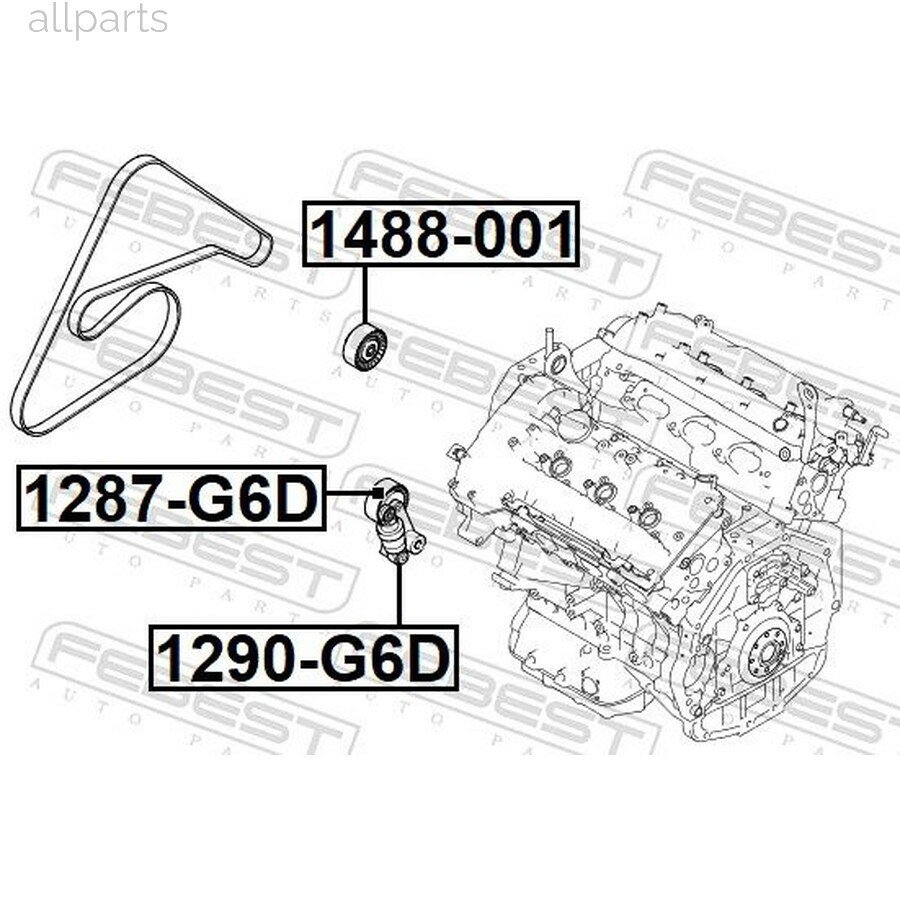 FEBEST 1287G6D Ролик натяжной