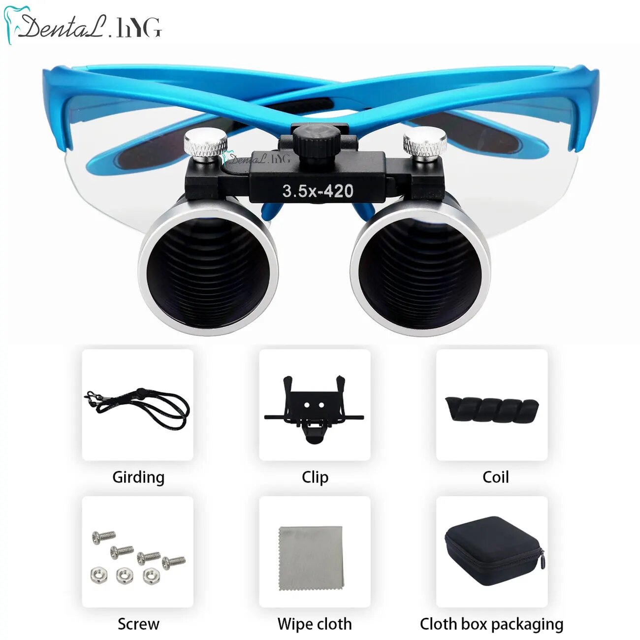 Стоматологические лупы 3.5x 420 мм Loupe Blue