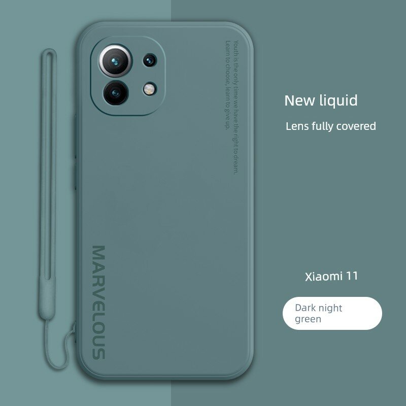 Жидкий силиконовый чехол для Xiaomi 11 Pro, миднайт грин - премиум-качество защитный чехол с ультратонким дизайном
