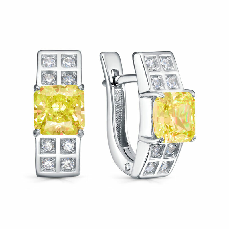 Серьги серебро, 925 проба, бриллиант, фианит