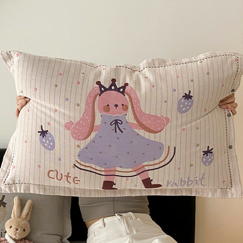 Подушка 48x74 см из хлопка, одиночный комплект, дизайн Skirt Rabbit, 100% чистый хлопок, мягкий аксессуар для спальни