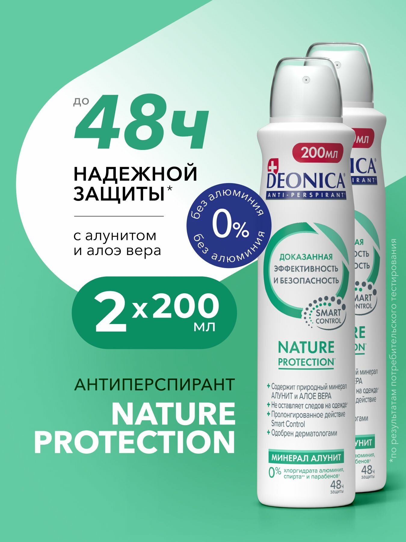 Дезодорант антиперспирант женский спрей Deonica Nature Protection 2 шт по 200 мл
