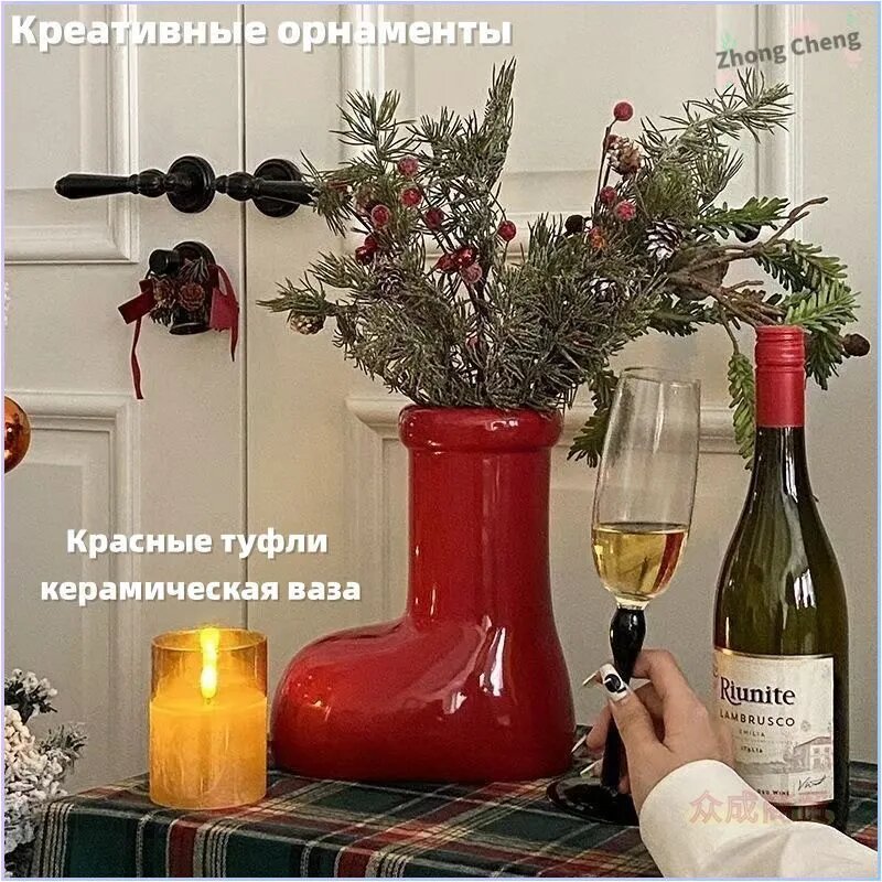 Украшение на праздник новогоднее Красные сапогиN 2 шт.