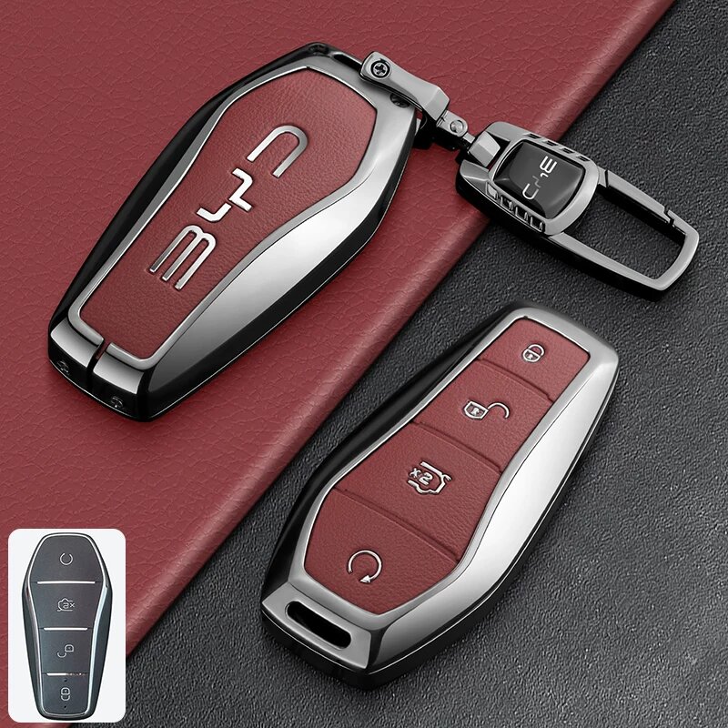 Чехол для ключа BYD Sealion 06 DM-i с вращающейся механической застежкой в вулканическом красном