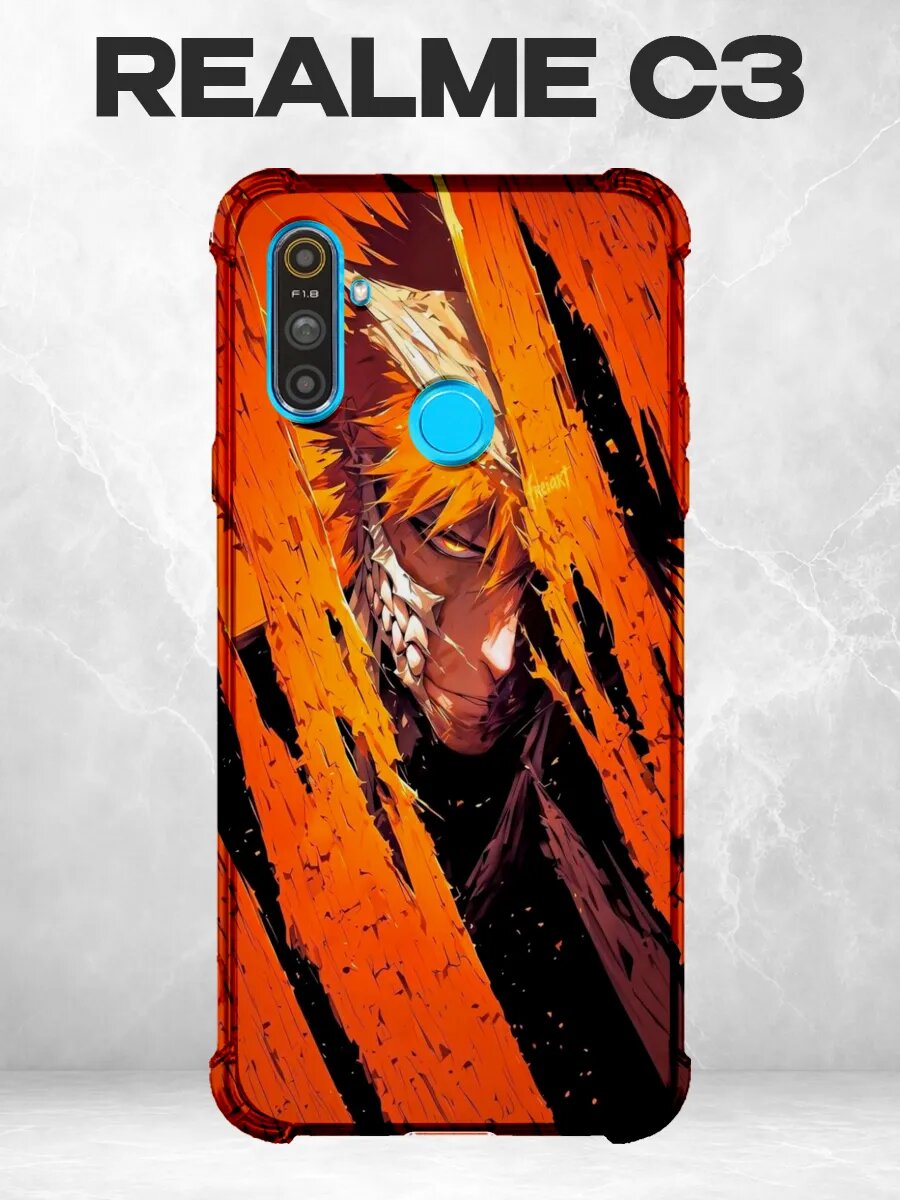 Чехол на Realme C3 Блич Ичиго оранжевый