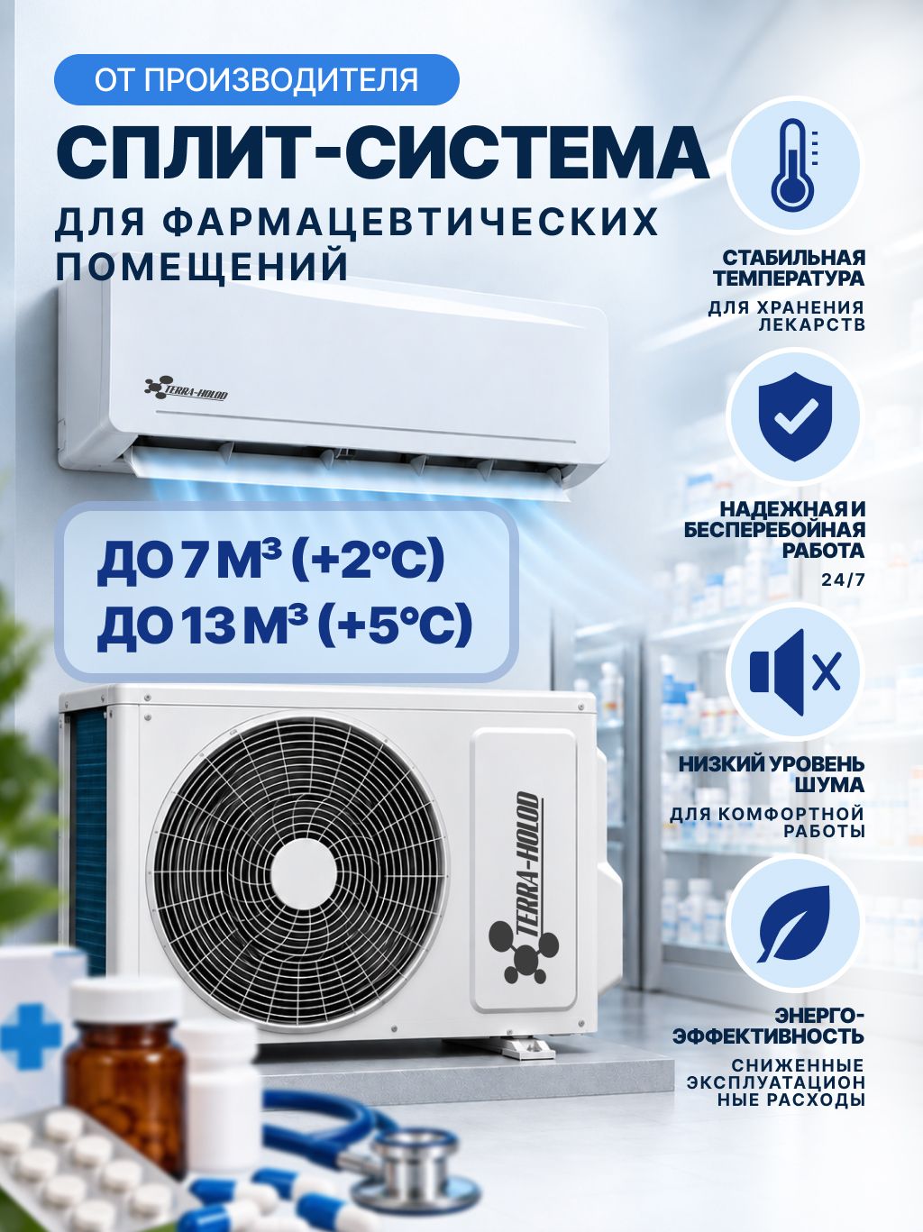 Холодильная сплит-система для медикаментов ТН102КА1-М +2.+5