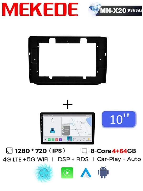 Магнитола Mekede MN X20 Pro 4+64G 10.2 дюймов Skoda Fabia 2 2007-2014 чёрная