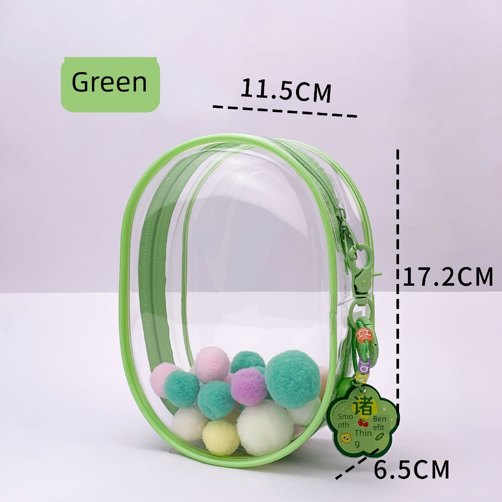MINISO Дисней Винни-Пух Прозрачная сумка для хранения Зеленая с крючком, колокольчиком и лентой Без игрушки