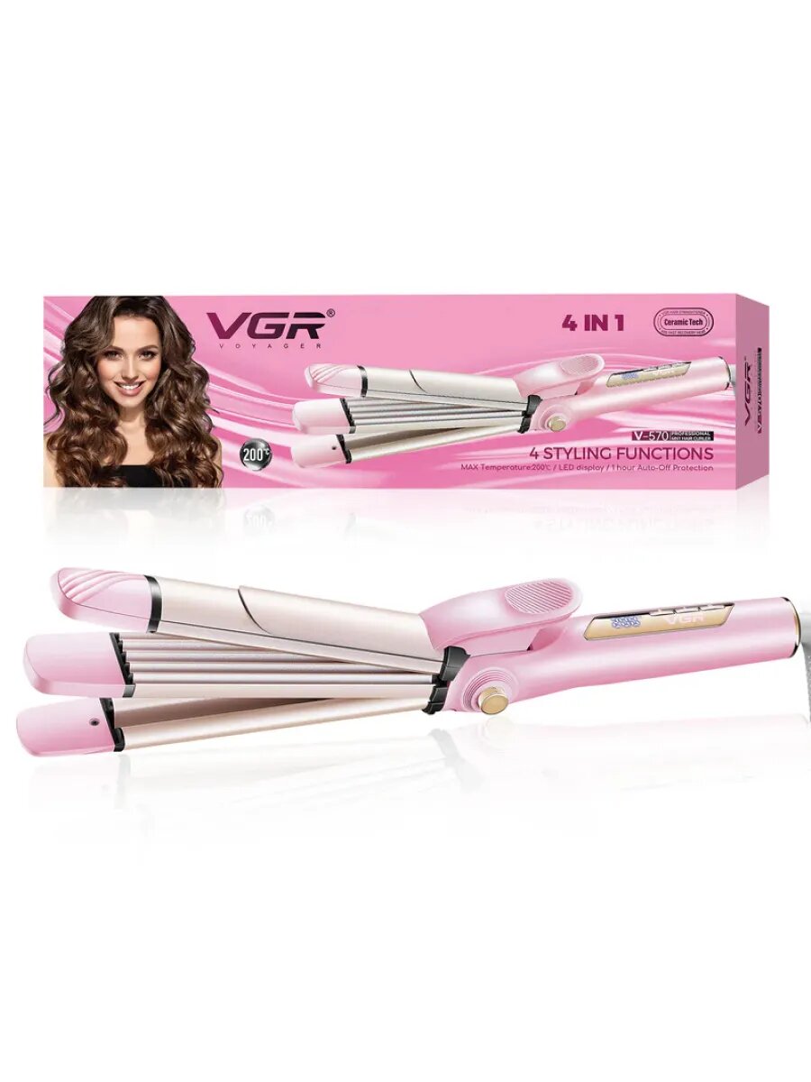 Профессиональный утюжок, выпрямитель для волос VGR V-563 , 4in1 Pink