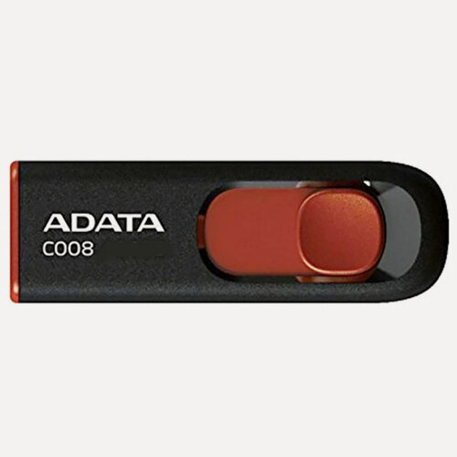 Изображение товара Флешка USB ADATA C008, выдвижной разъём, 64ГБ, чёрно-красная