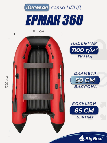 Изображение товара Надувная, под мотор, лодка из ПВХ для рыбалки НДНД Ermak (Ермак) 360