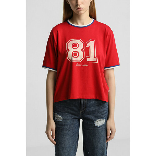фото Футболка guess jeans, размер l, красный