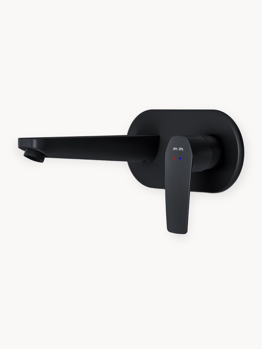 Встраиваемый смеситель AM.PM Gem, черный, латунь, длина излива 187мм