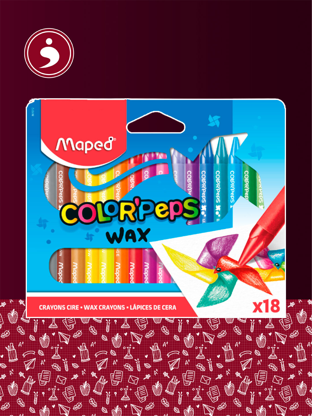 Масляная цветная пастель Maped Color'Peps Wax, 18цветов (861012)