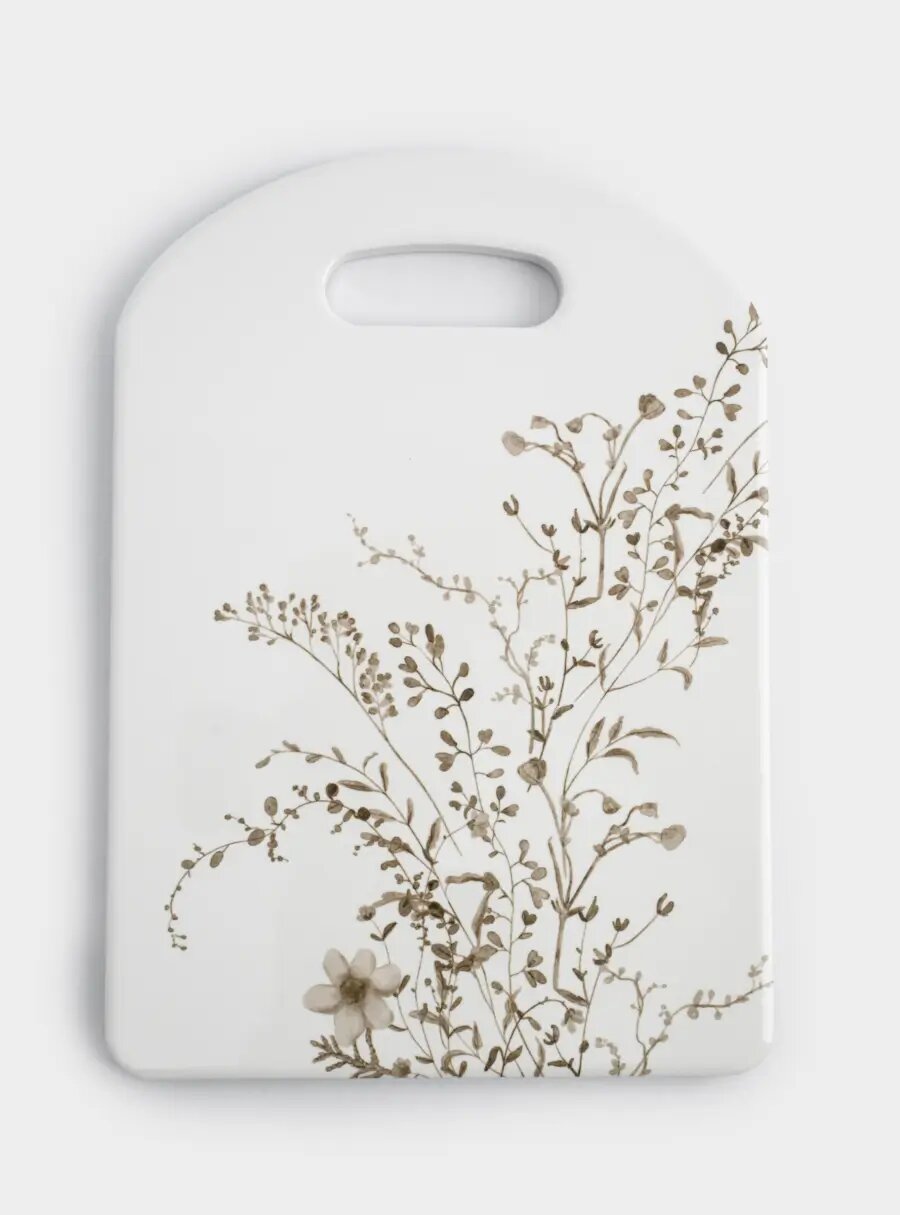 Подставка под горячее, 24х17 см, керамика/пробка, белая, Осенние цветы, Florance