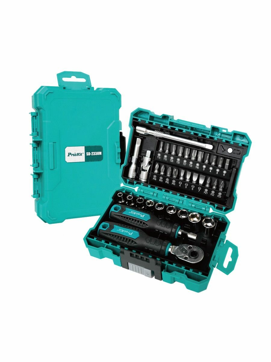 Компактный набор ключей-трещоток и отверток Pro'sKit SD-2338M