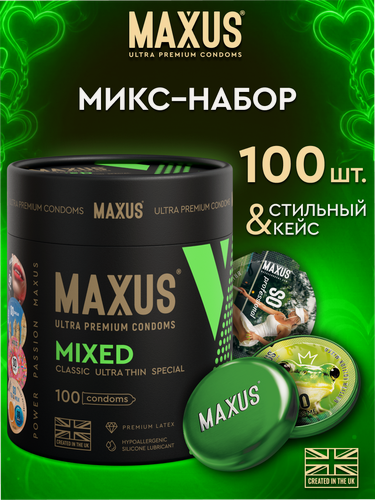 Изображение товара Презервативы микс-набор MAXUS Mixed , кейс в комплекте, 100 шт, натуральный латекс