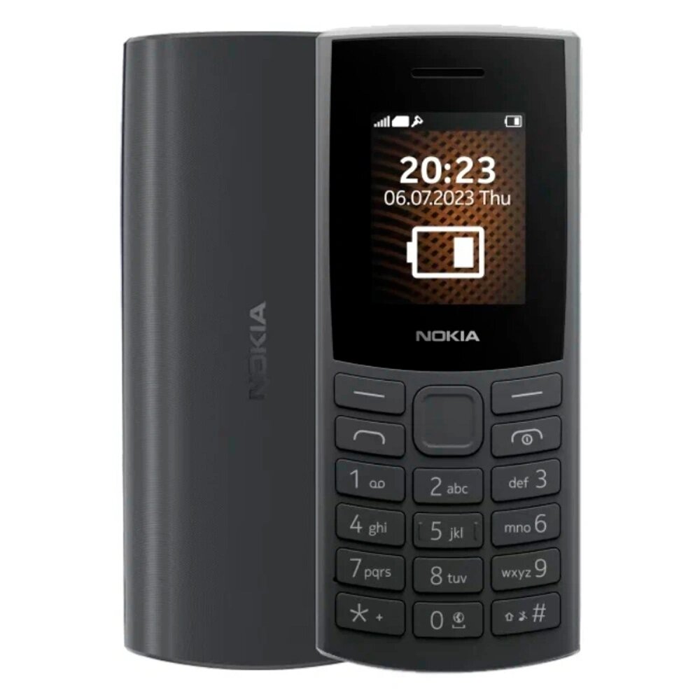 Телефон Nokia 105, кнопка, 3G, слот для карты памяти, черный