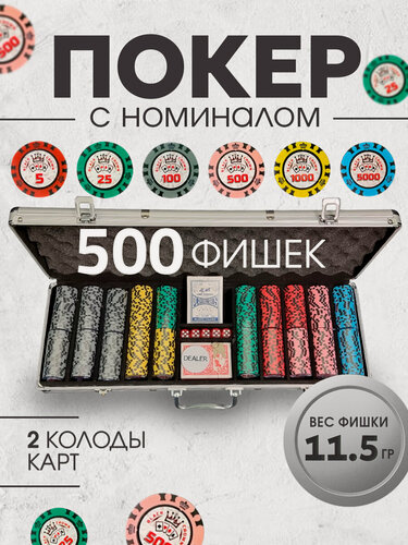 Изображение товара Набор для покера Black Crown на 500 фишек, Partida