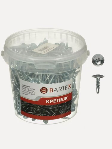 Изображение товара Саморез универсальный Bartex с прессшайбой острый 4.2х13 мм, 1500 шт, в банке