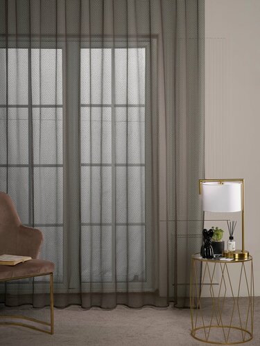 Изображение товара Тюль для гостинной, комнаты и кухни 280*200 см крепление Лента, коричневая