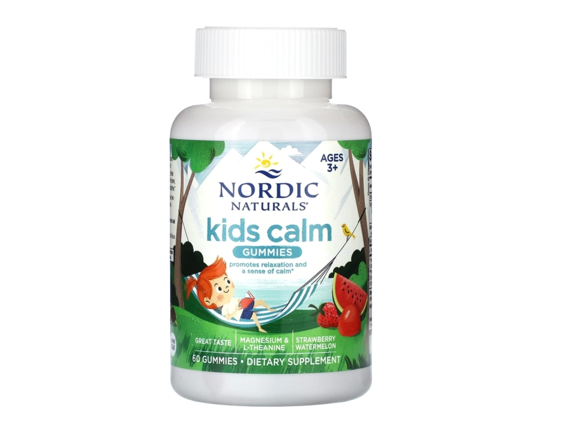 Nordic Naturals Kids Calm, жевательные таблетки для детей, клубника и арбуз, 60 шт