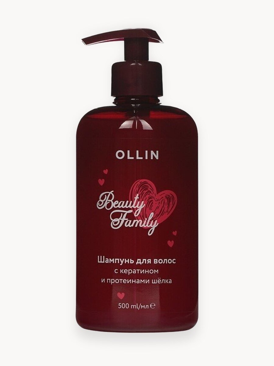 Шампунь для волос Ollin Professional Beauty Family с кератином и протеинами шелка 500мл