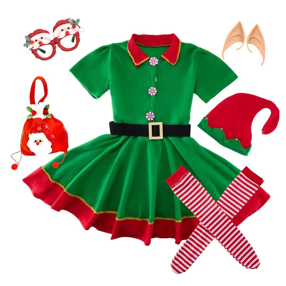 Детский костюм эльфа зеленый, 130см, ELF UNIFORM 03