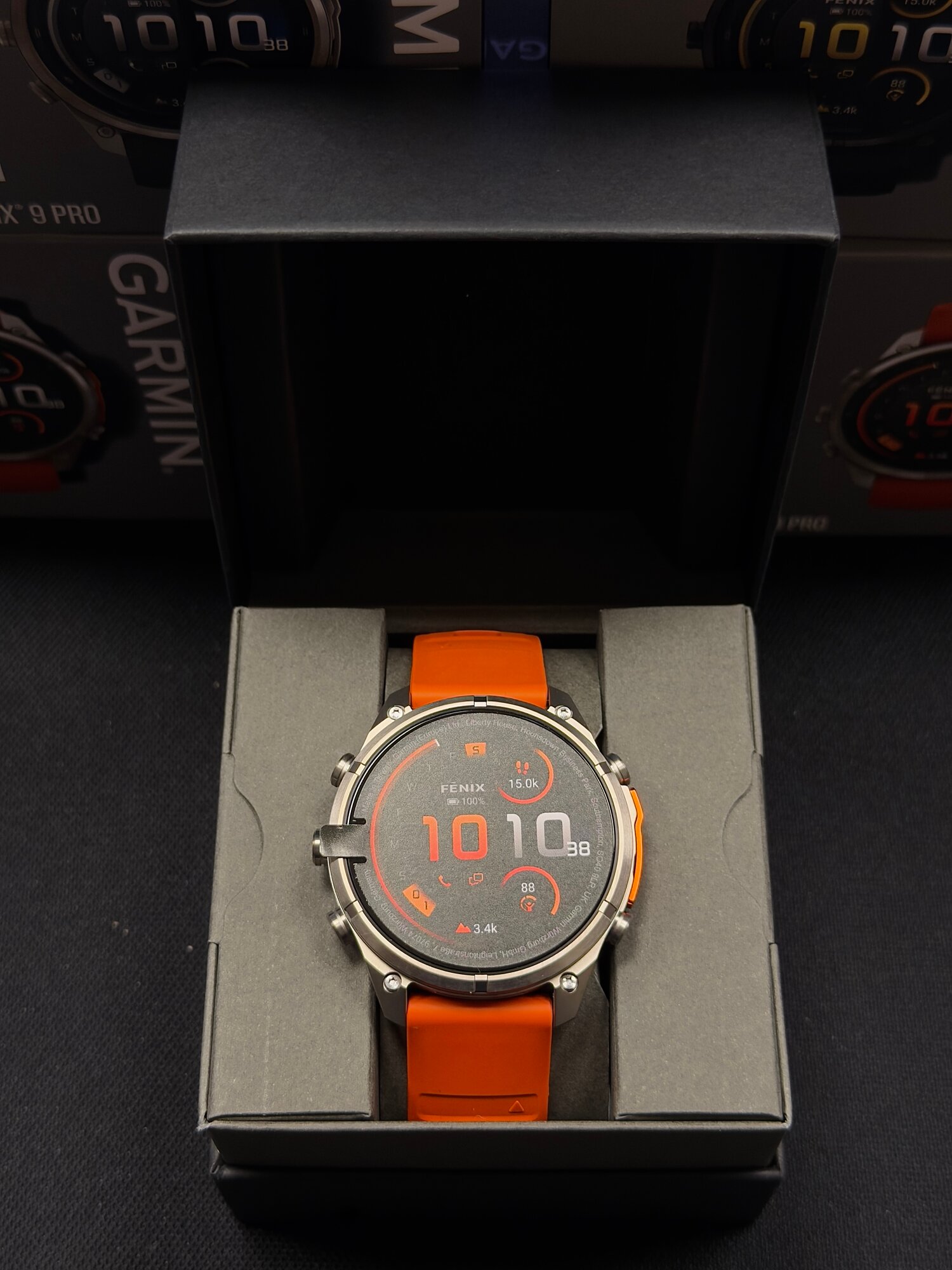 Garmin Fenix 9 Pro 47mm Inreach Titanium Silver Orange Silicone band 010-04336-01