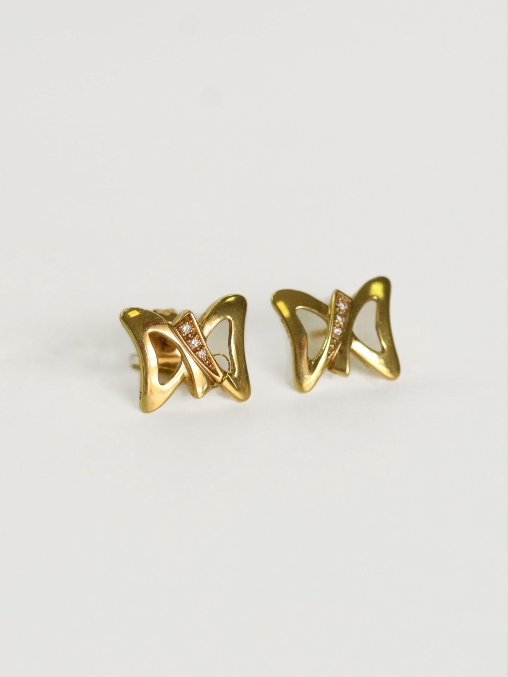 Серьги NINA RICCI, желтое золото, 750 проба, бриллиант
