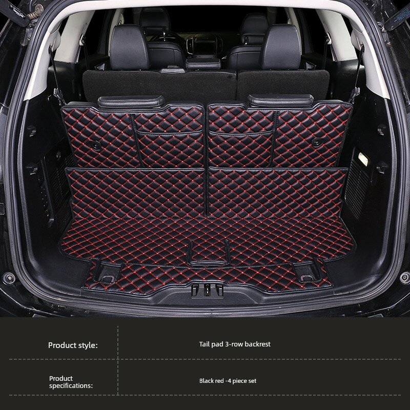 Ford Edge задняя полка коврик полная защита 4-частный комплект для 7-местных моделей 2015-2023, черно-красный цвет