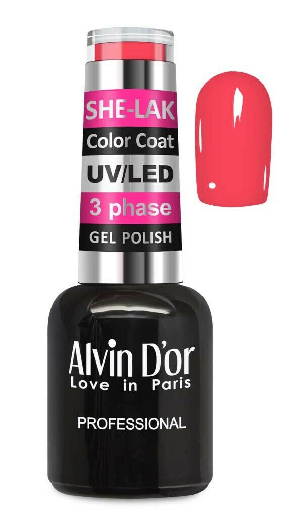 Alvin D'or, Гель лак для ногтей SHE-LAK Сolor Coat тон 3551 розовая вуаль