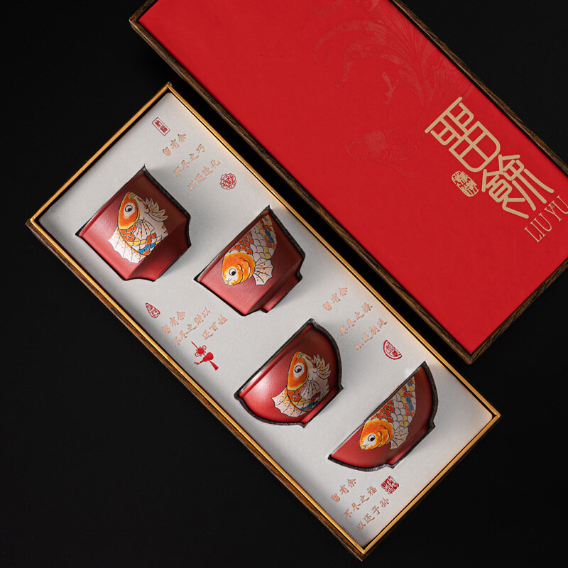 Набор чайных чашек Forbidden City с карпом, дизайн Жэнь Шэн Сы Си, объем до 200 мл, элегантный подарок, 200 мл