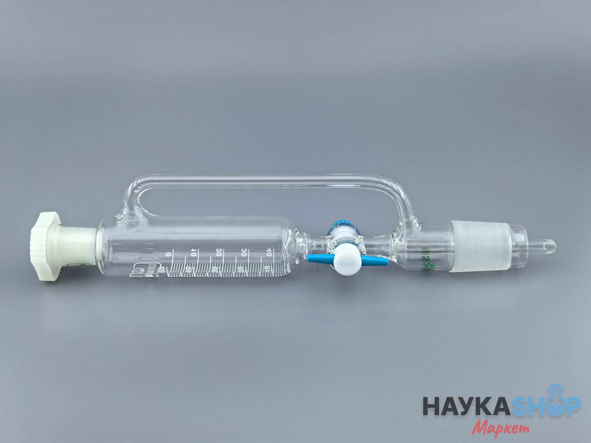 Воронка капельная 50 мл, 14/23 с противодавлением, PTFE-кран (032.03.050), Isolab, Германия