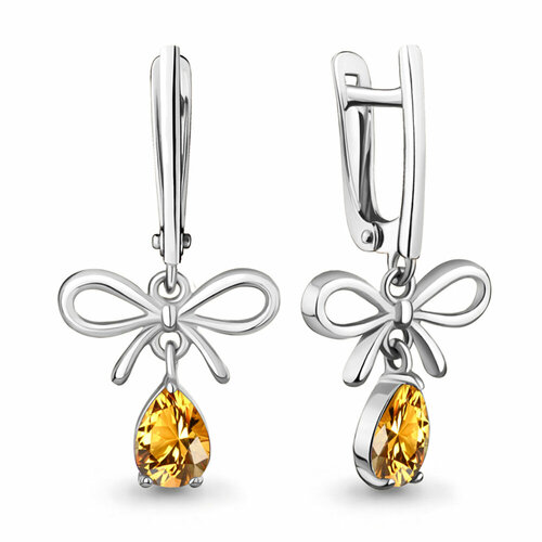 фото Серьги яхонт, серебро, 925 проба, цитрин, , желтый