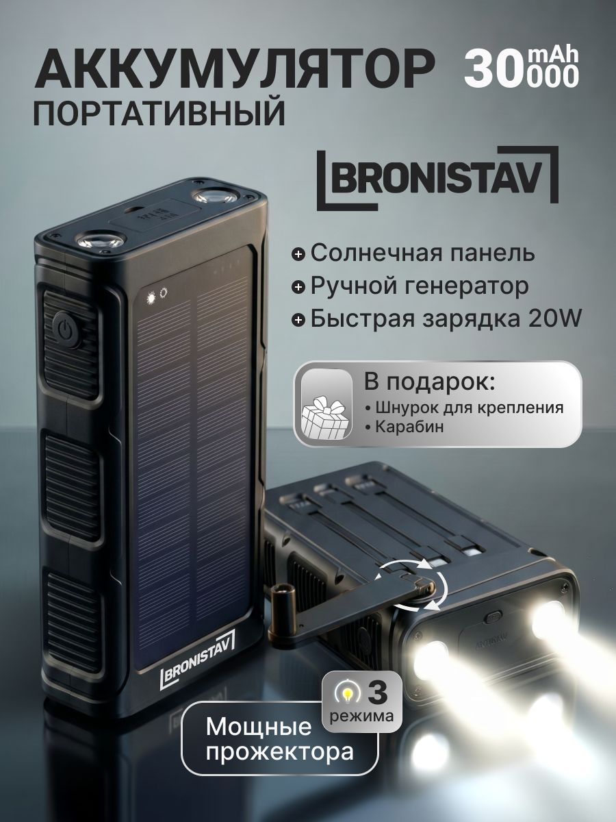 BRONISTAV /Power Bank тактический, генератор, солнечная панель