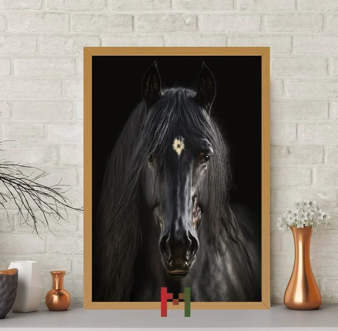 Печать на холсте лошади современный стиль Черный, 5, 50X70cm Unframed
