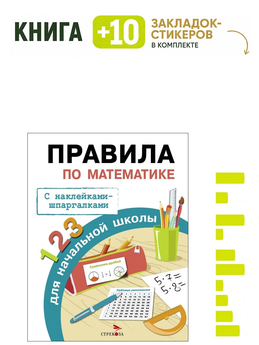 Правила по математике для начальной школы. Комплект: книга + 10 закладок-стикеров