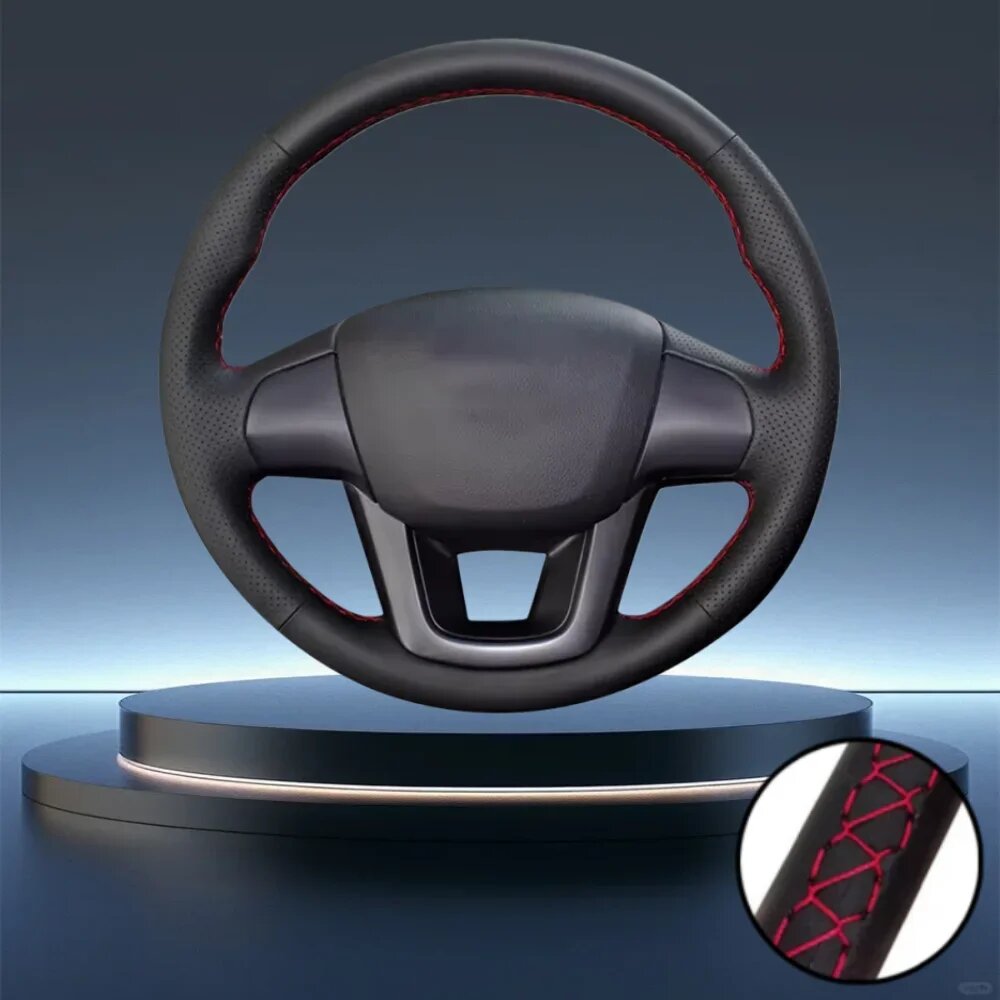 Чехол На Руль Из Перфорированной Кожи Ручной Работы Для KIA RIO 2011-2014, Черный