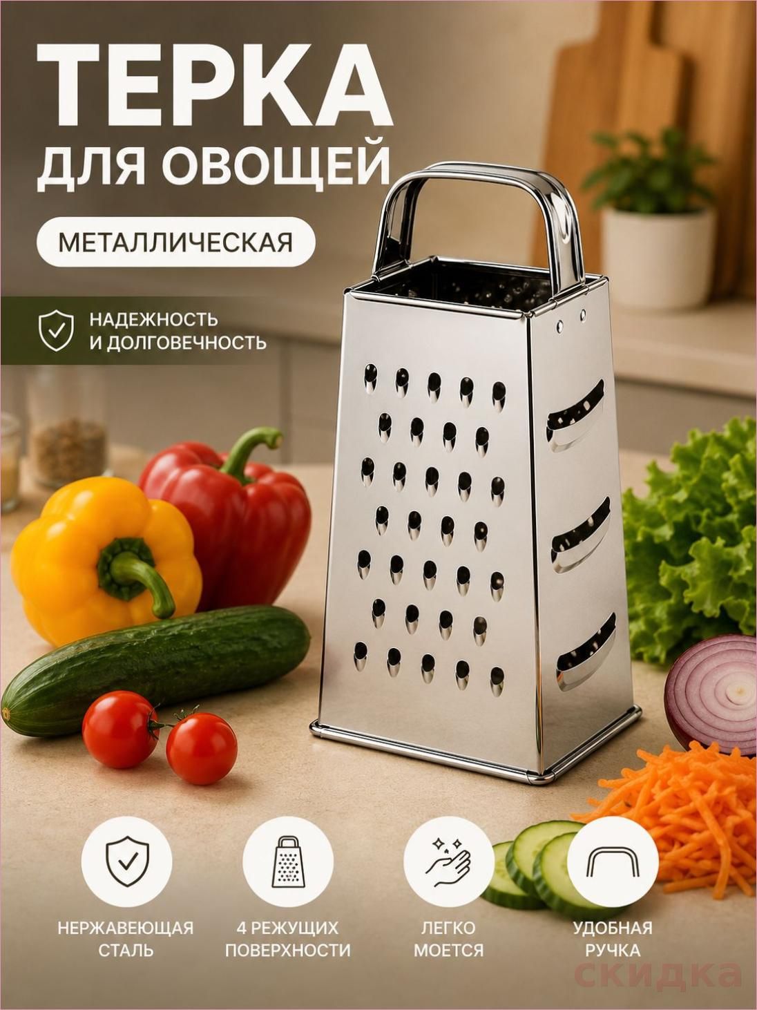 Терка, Артикул: 5725815616, Материал рукояти: Металл, Размеры, мм: 190*60*90