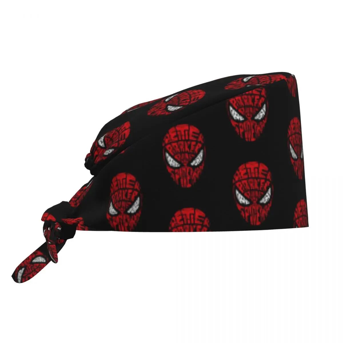 Медицинская шапочка-бини черная с принтом Spider-Man