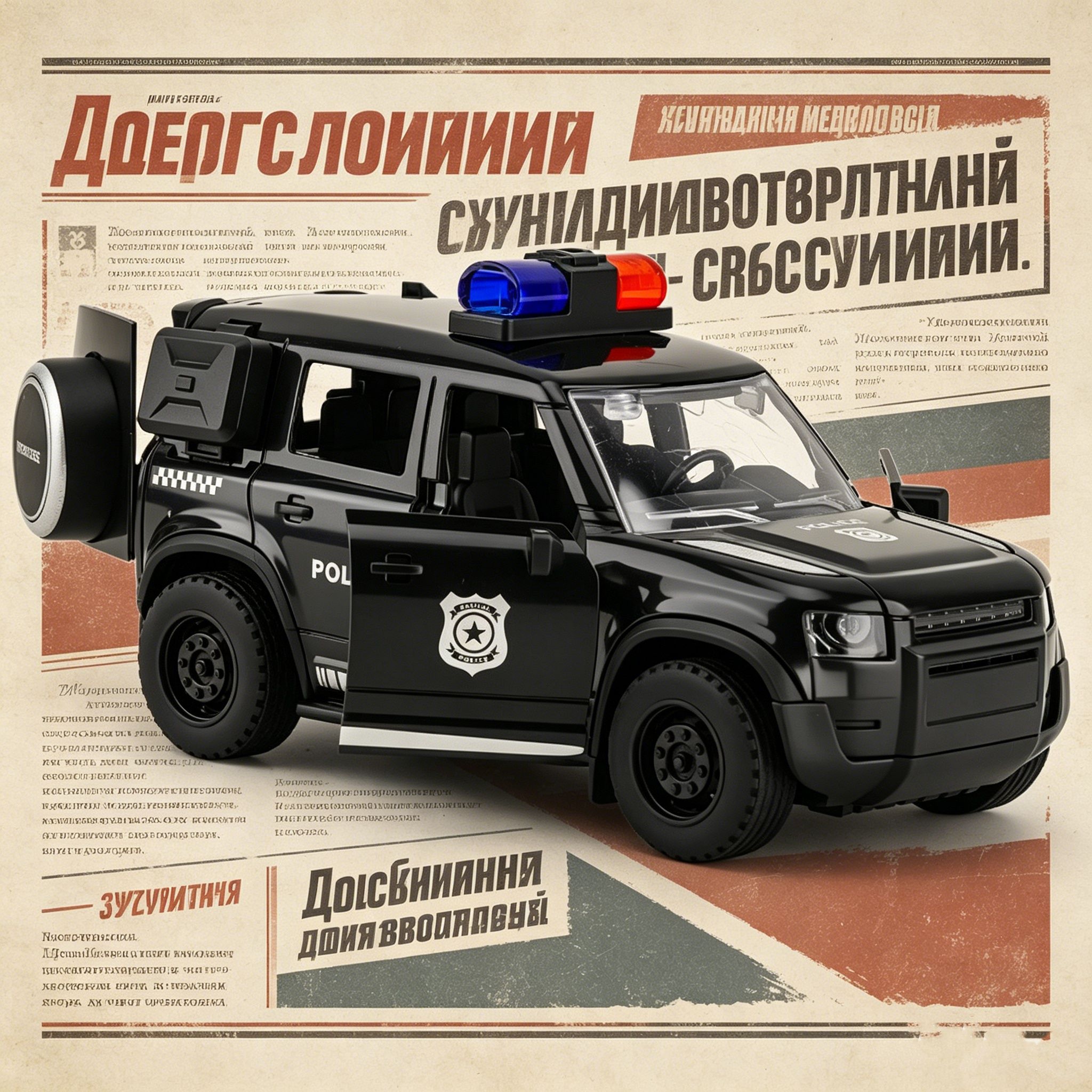 Инерционная игрушечная внедорожная полицейская машина с открывающимися дверцами, Черный Ленд Ровер, для мальчиков от 3 лет