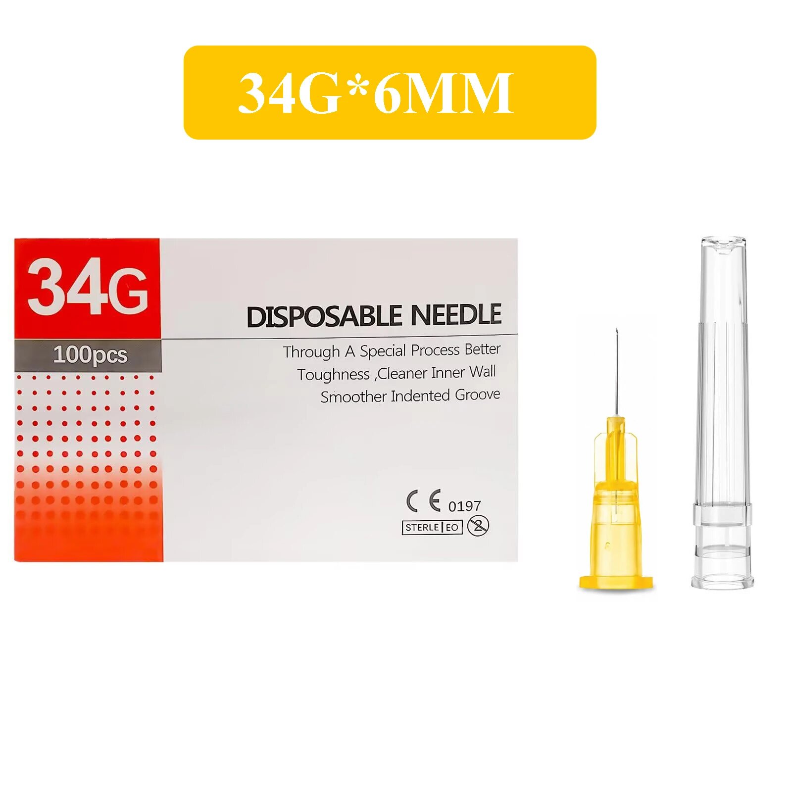 Одноразовые иглы 34G*6MM оранжевые