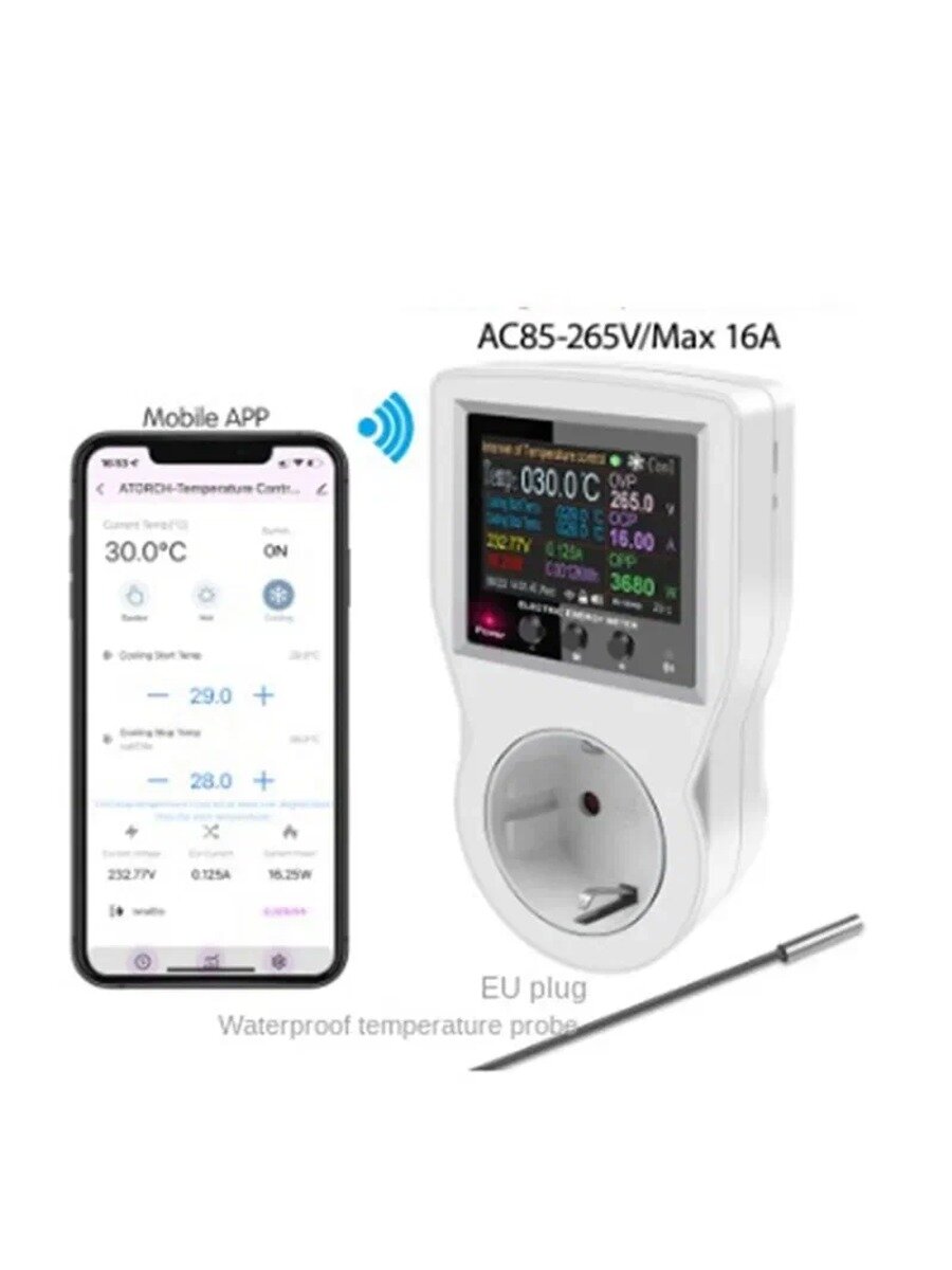 KNOW EASY-Tuya Smart Home Wifi Розетка AC Вольтметр Цифровой Термостат EU Plug